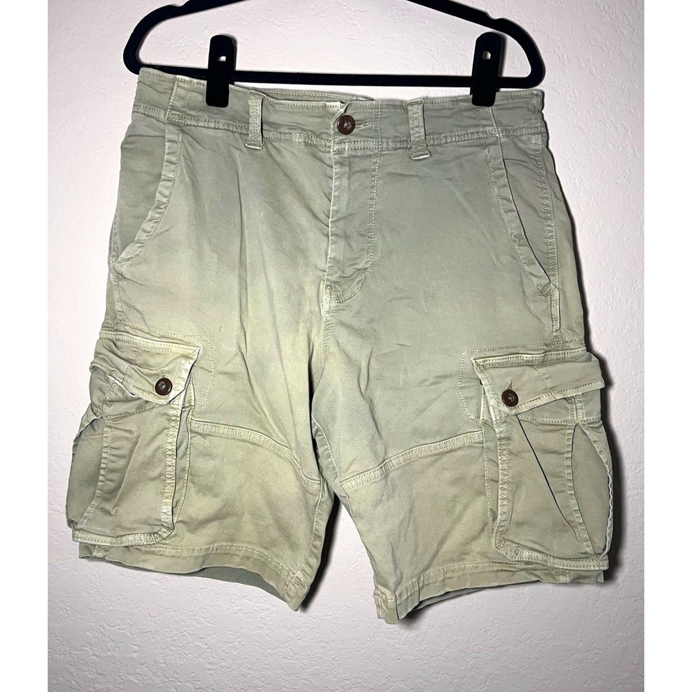 American Eagle Shorts Mens Beige Large Cargo Chino Khaki Casual Size 34
